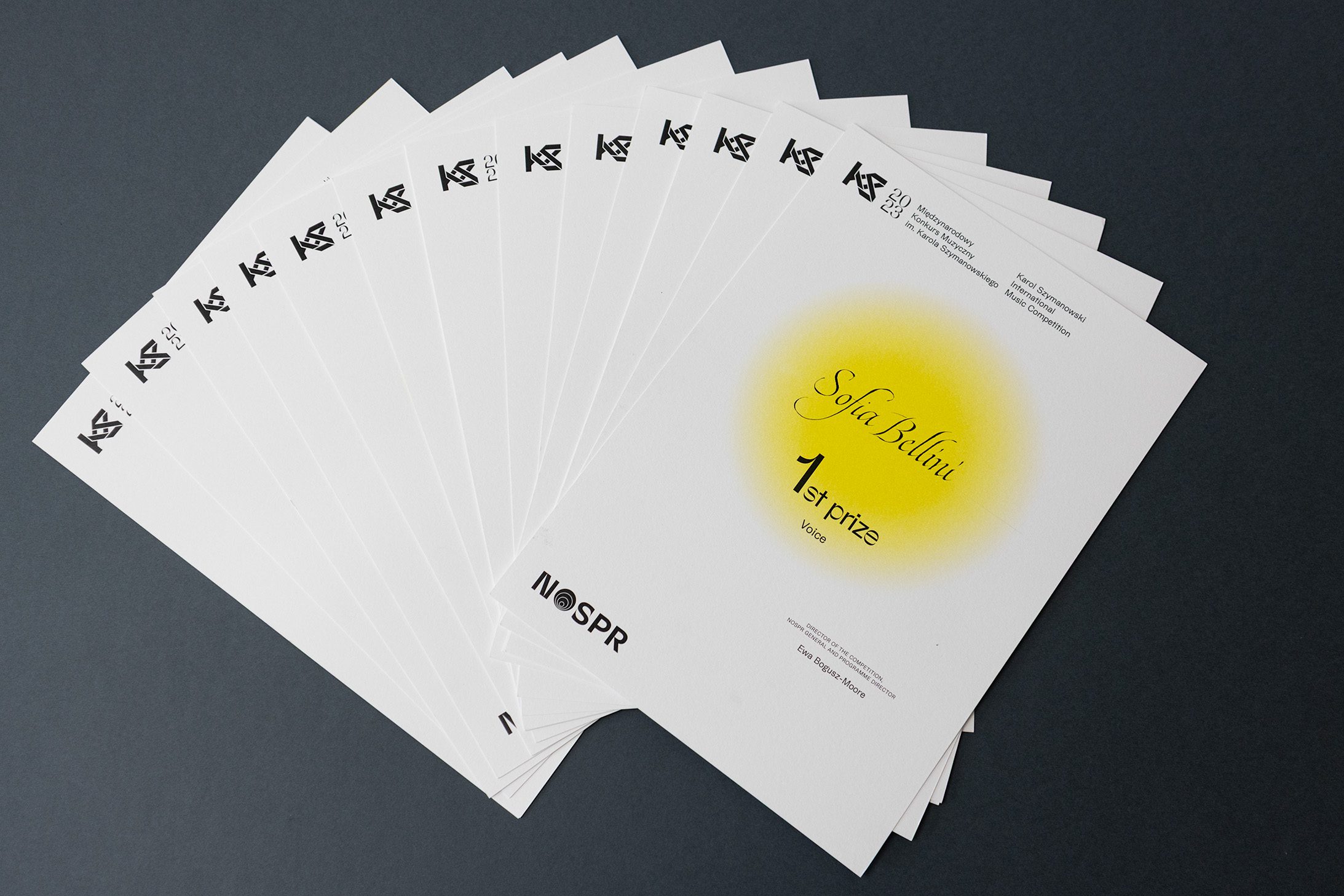 Award diplomas calligraphy for NOSPR